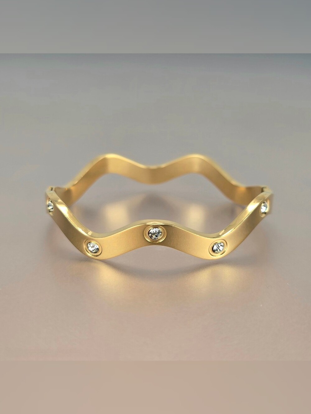 Gold Wave Crystal Accent Bangle Bracelet - Women's Jewelry
